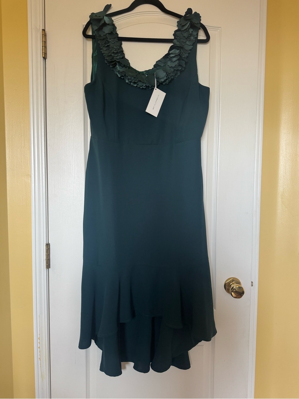 Trish Scully Emerald Green Floral Appliqué Cocktail Dress – Size 14 NWT